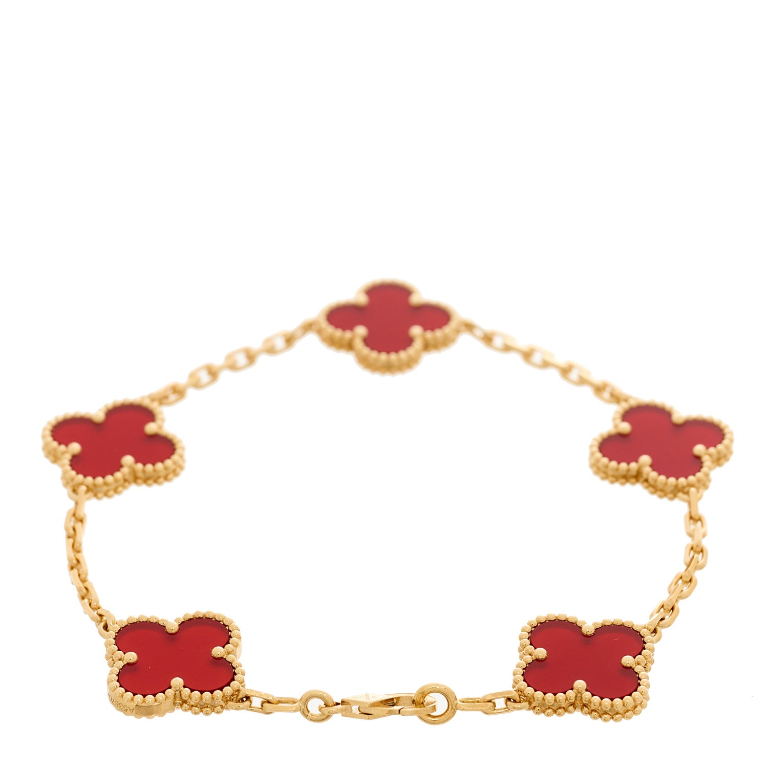 Van Cleef & Arpels 18K Rose Gold Carnelian 5 Motifs Vintage Alhambra Bracelet 3 of 4