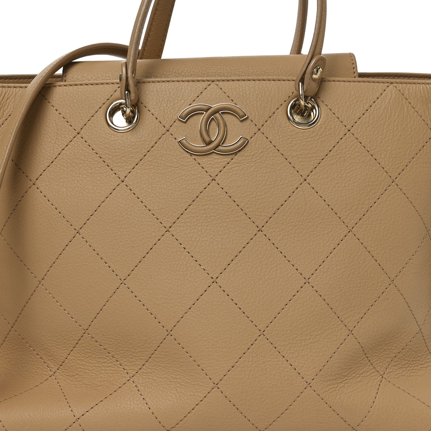 Bullskin Stitched Medium Shopping Bag Beige