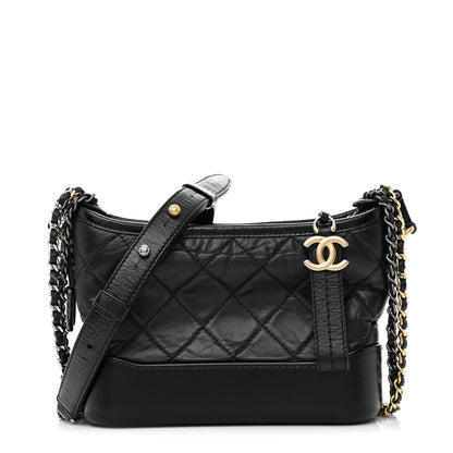 Chanel Aged Calfskin Quilted Small Gabrielle Hobo Black 1 of 12