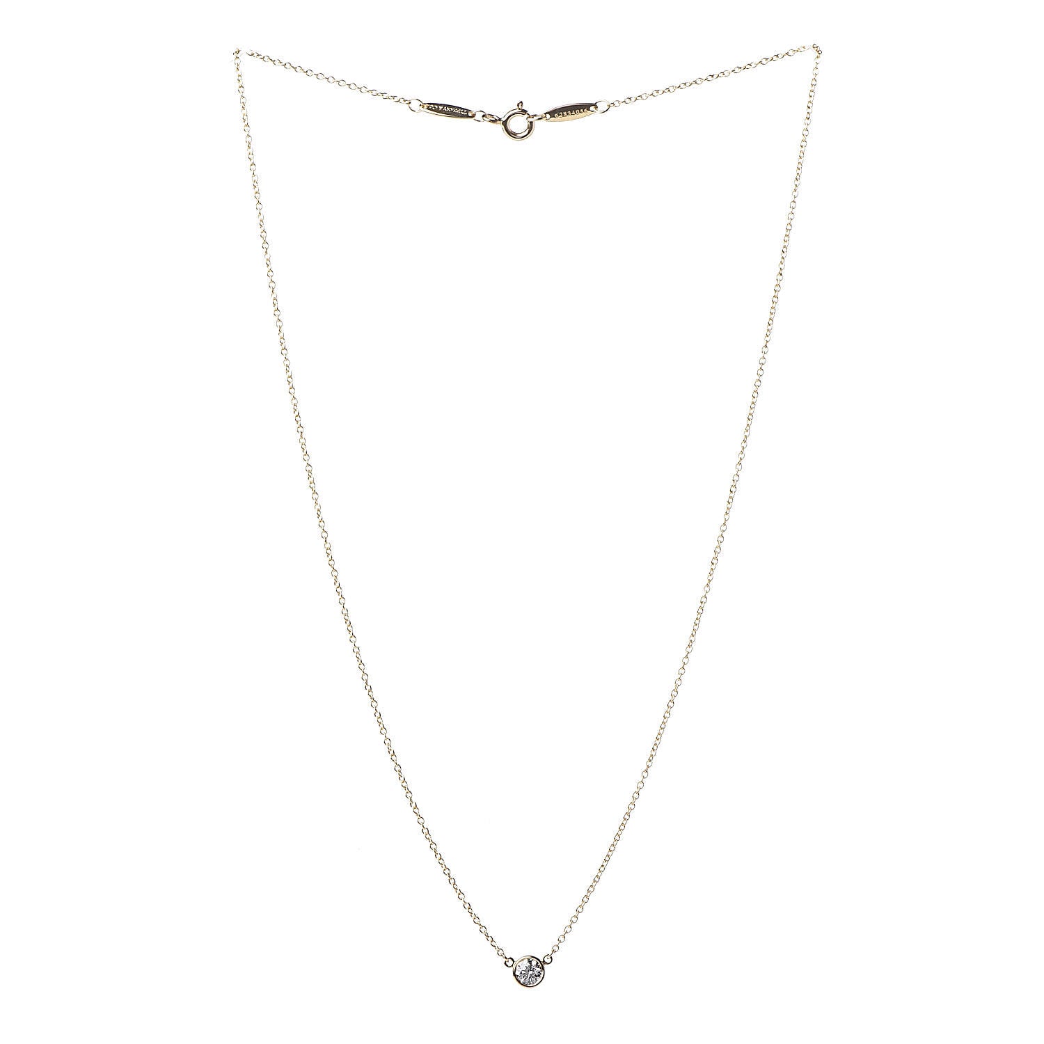 Tiffany 18K Yellow Gold Diamond .20ct Elsa Peretti Diamonds by the Yard Pendant Necklace 3 of 9