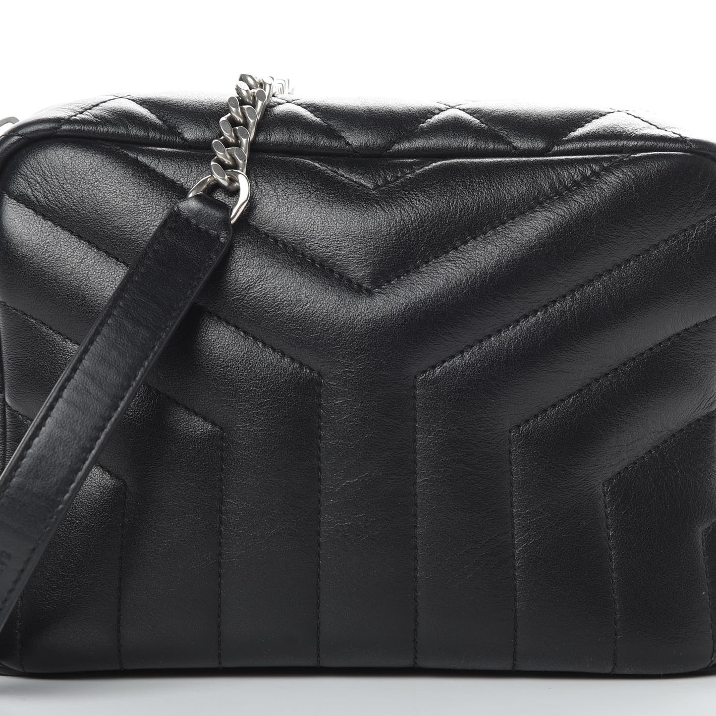 Calfskin Y Quilted Monogram Small Loulou Bowling Bag Black