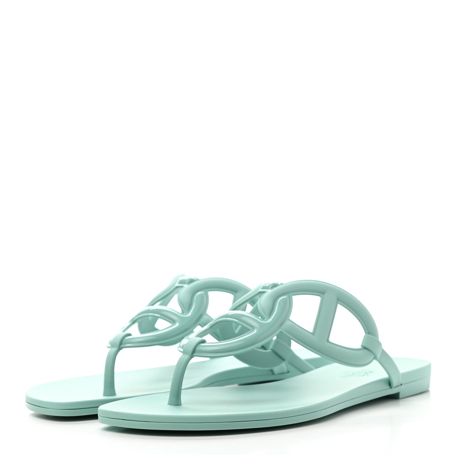 Hermes Rubber Womens Egerie Sandals 37 Vert Embrun 3 of 9