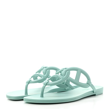 Hermes Rubber Womens Egerie Sandals 37 Vert Embrun 3 of 9