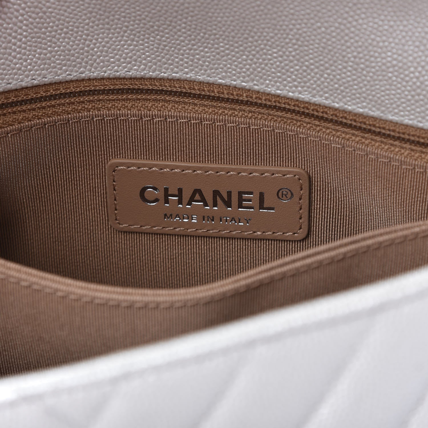 Chanel Iridescent Caviar Chevron Quilted Mini Coco Handle Flap White 8 of 10