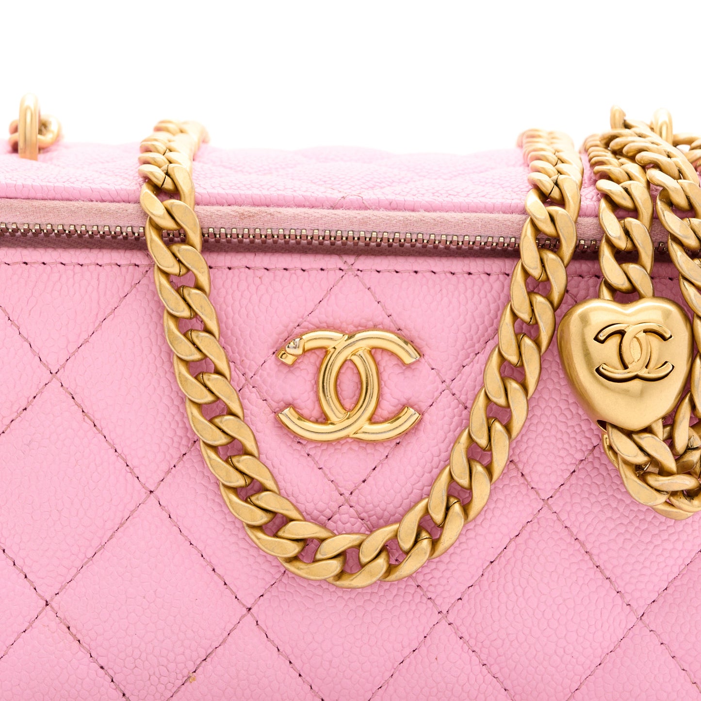 Caviar Quilted Sweetheart Vanity Case Pink