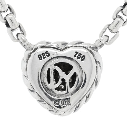 David Yurman Sterling Silver 18K Yellow Gold Diamond Pave Cable Heart Pendant Necklace 5 of 5