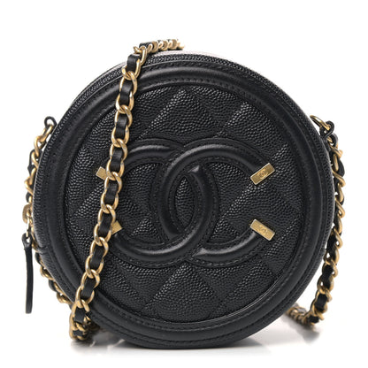 Chanel Caviar Quilted Round Filigree Crossbody Black 1 of 10