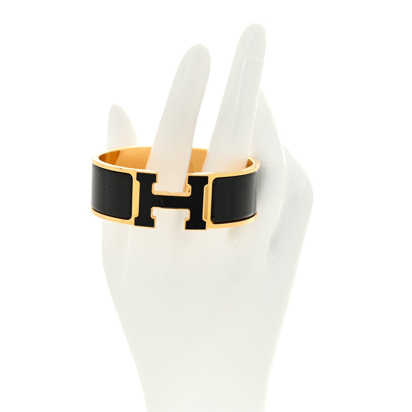 Enamel Wide Clic Clac H Bracelet GM Black