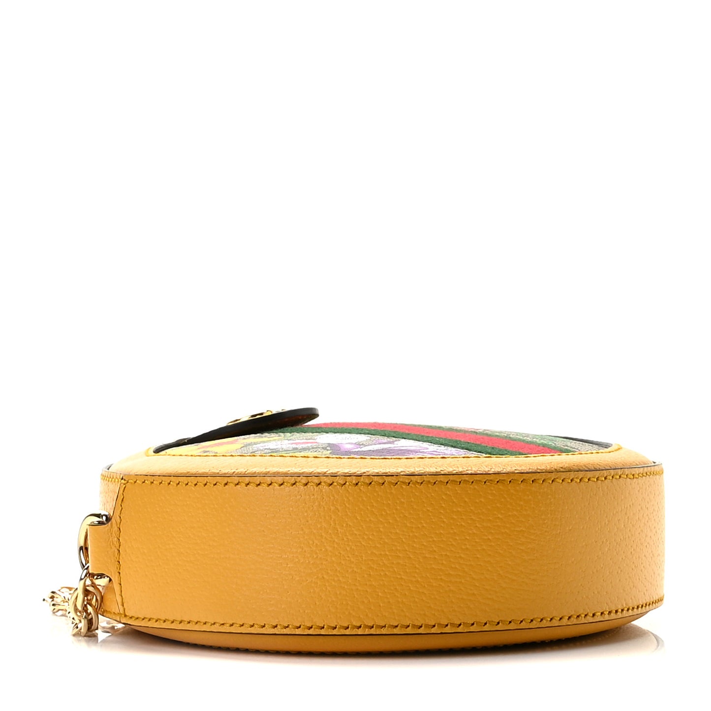 GG Supreme Monogram Flora Web Mini Ophidia Round Shoulder Bag Beige Multicolor Crop