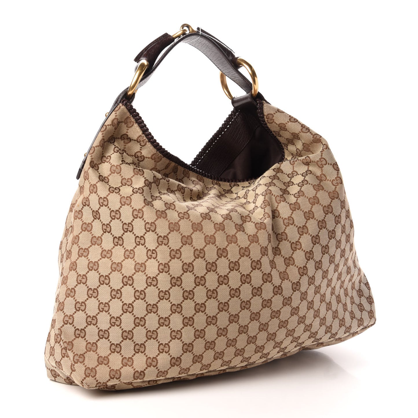 Monogram Large Horsebit Chain Hobo Dark Brown