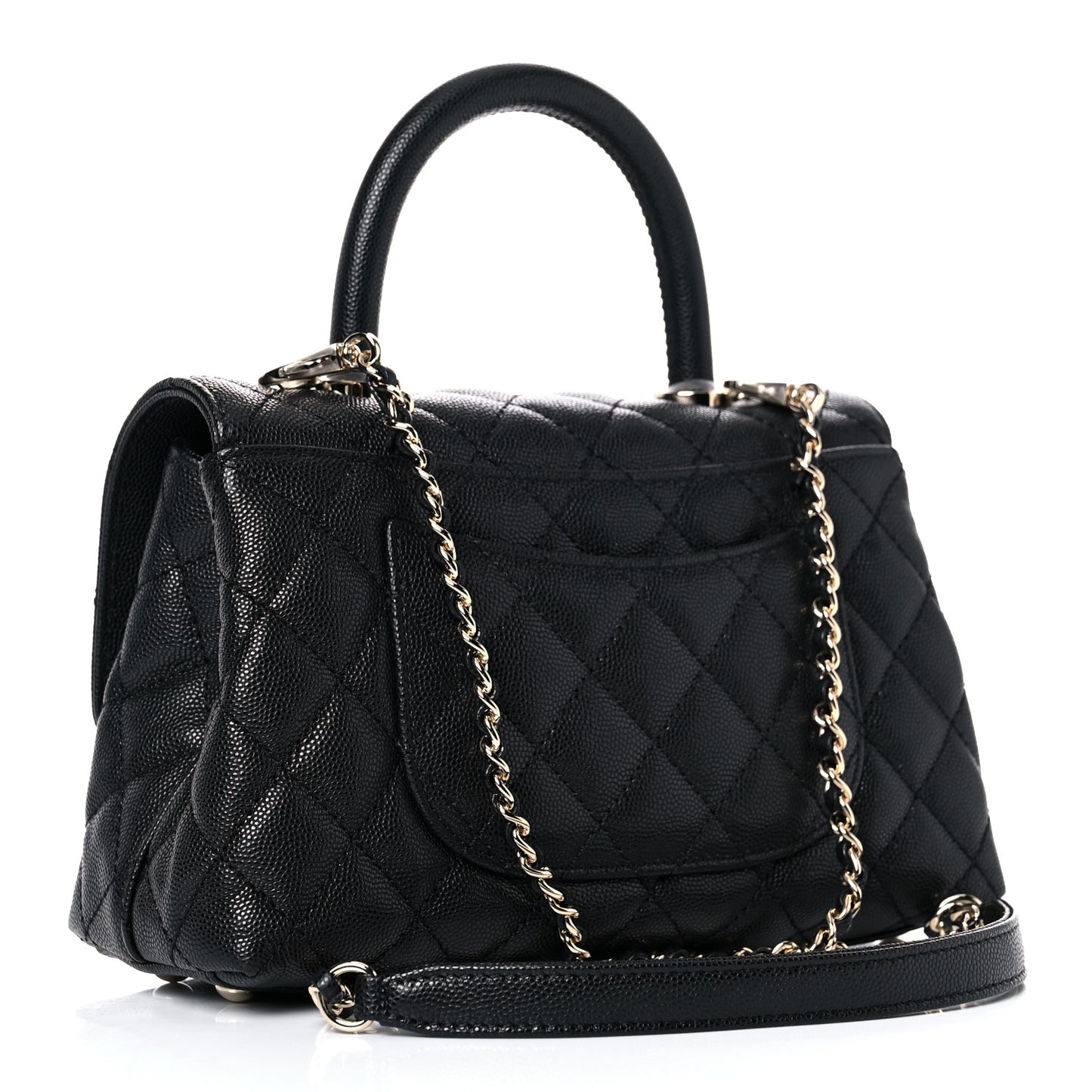 Caviar Quilted Mini Coco Handle Flap Black