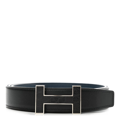Hermes Box Togo Matte Alligator 32mm Quizz H Belt 110 Black Bleu De Prusse 1 of 6