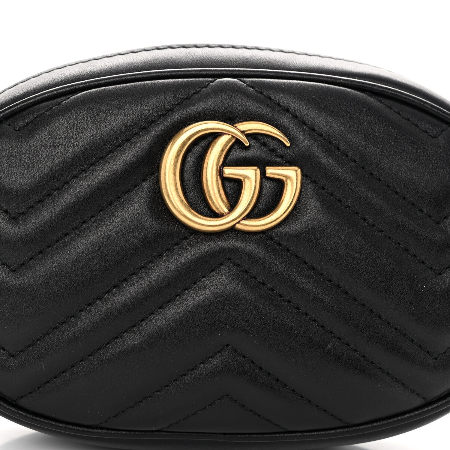 Gucci Calfskin Matelasse GG Marmont Belt Bag 75 30 Black 7 of 9