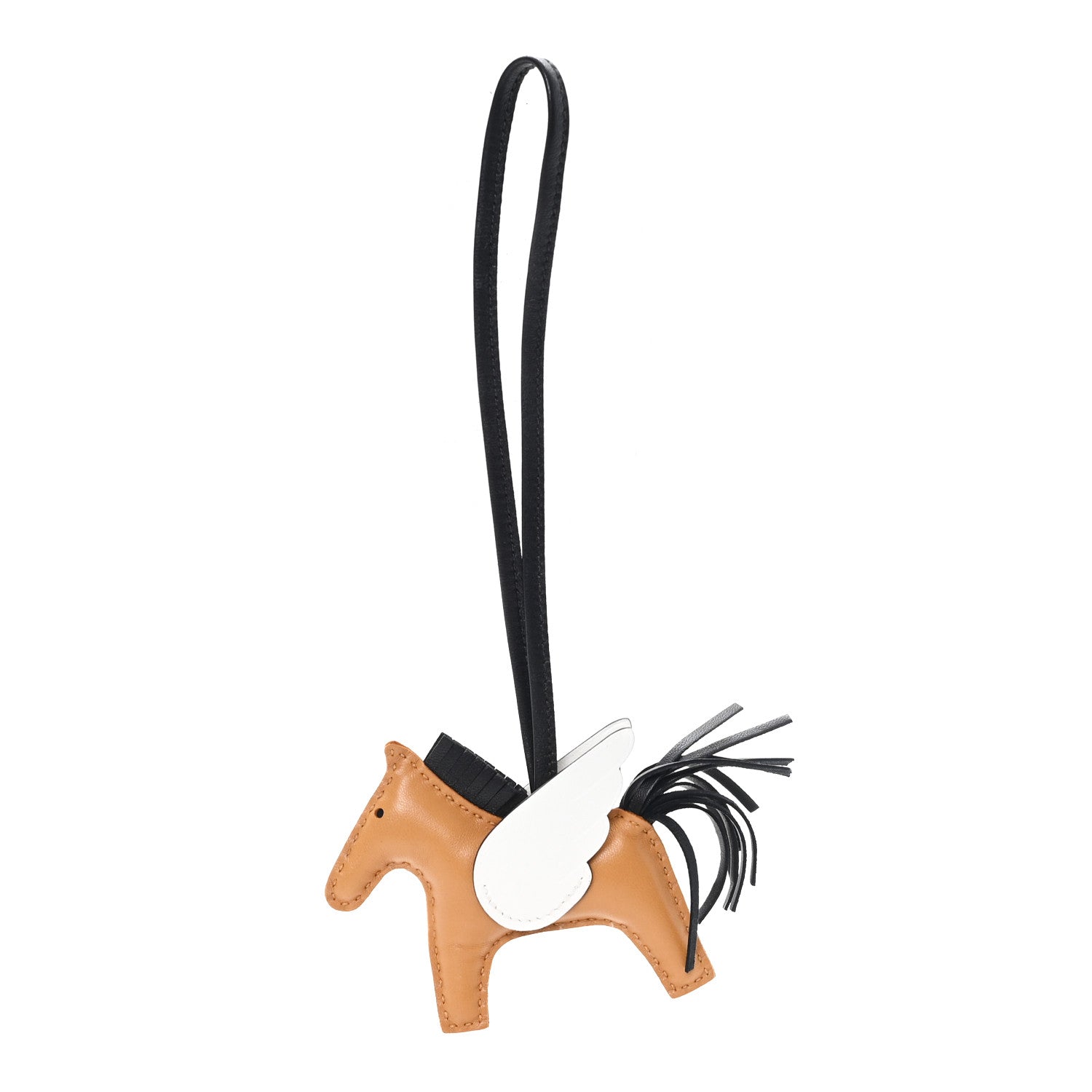Hermes Milo Lambskin Grigri Rodeo Pegase Horse Bag Charm PM Sesame Black Nata 1 of 4