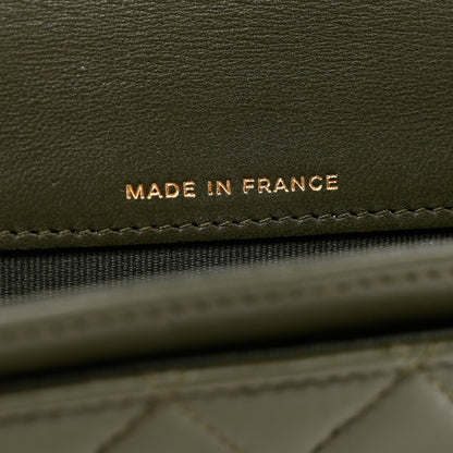 Chanel Lambskin Quilted Flap Card Holder Wallet Khaki 6 of 8