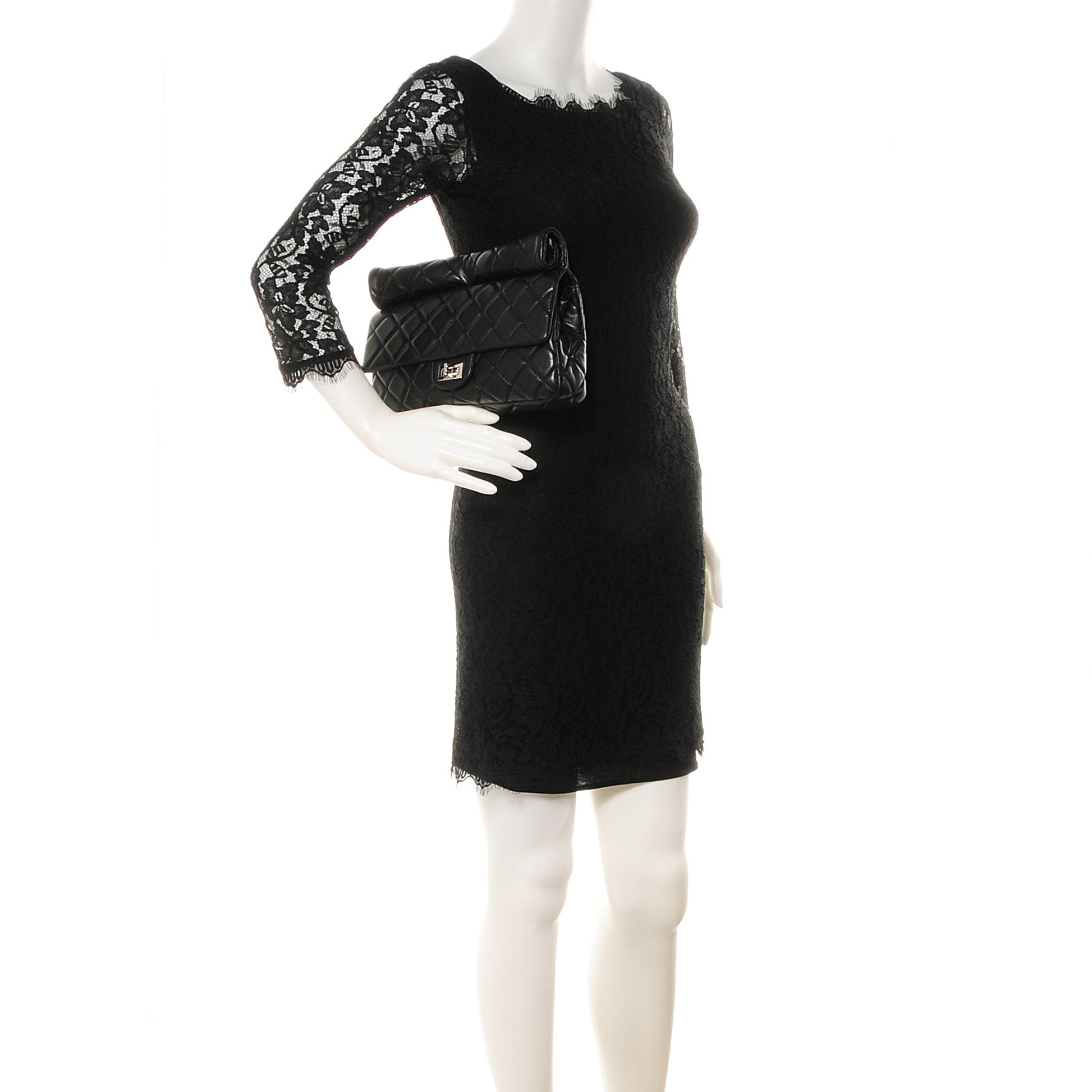 Chanel Lambskin Quilted Medium Roll Reissue Clutch Black 2 of 8