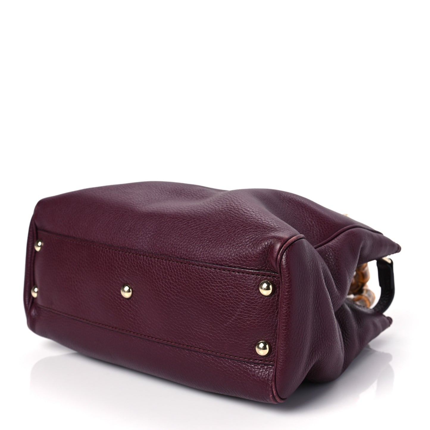 Calfskin Small Bamboo Shopper Tote Burgundy