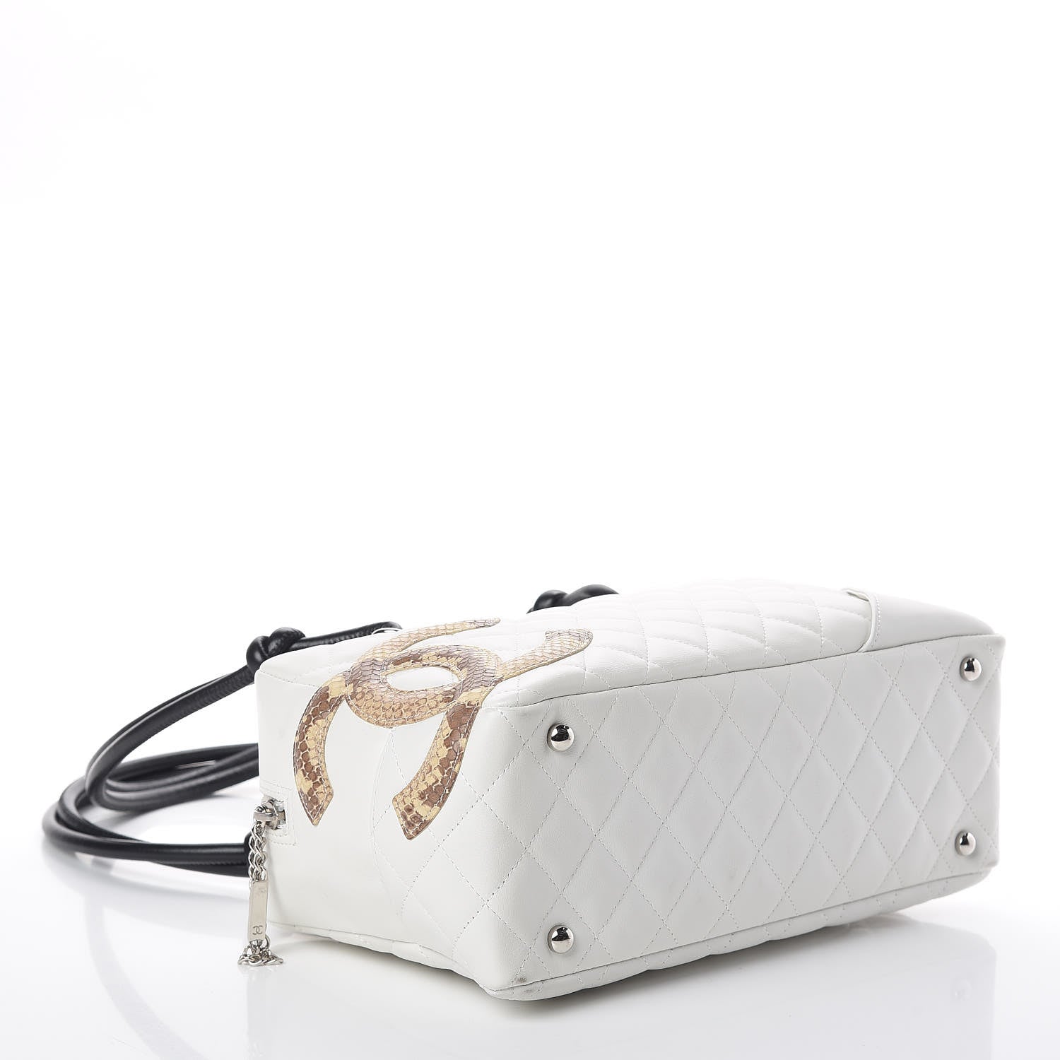 Chanel Calfskin Python Quilted Large Cambon Bowler White 4 of 9