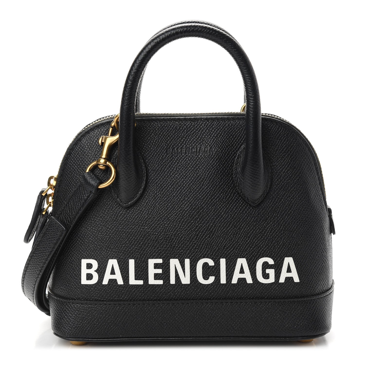 Balenciaga Signature Grained Calfskin XXS Ville Top Handle Bag Black White 1 of 10