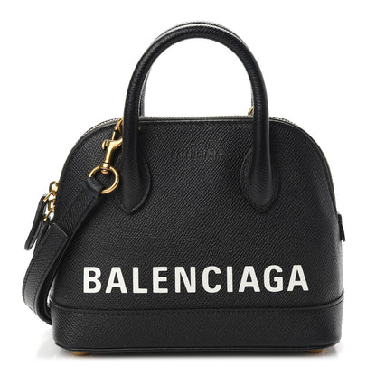 Balenciaga Signature Grained Calfskin XXS Ville Top Handle Bag Black White 1 of 10