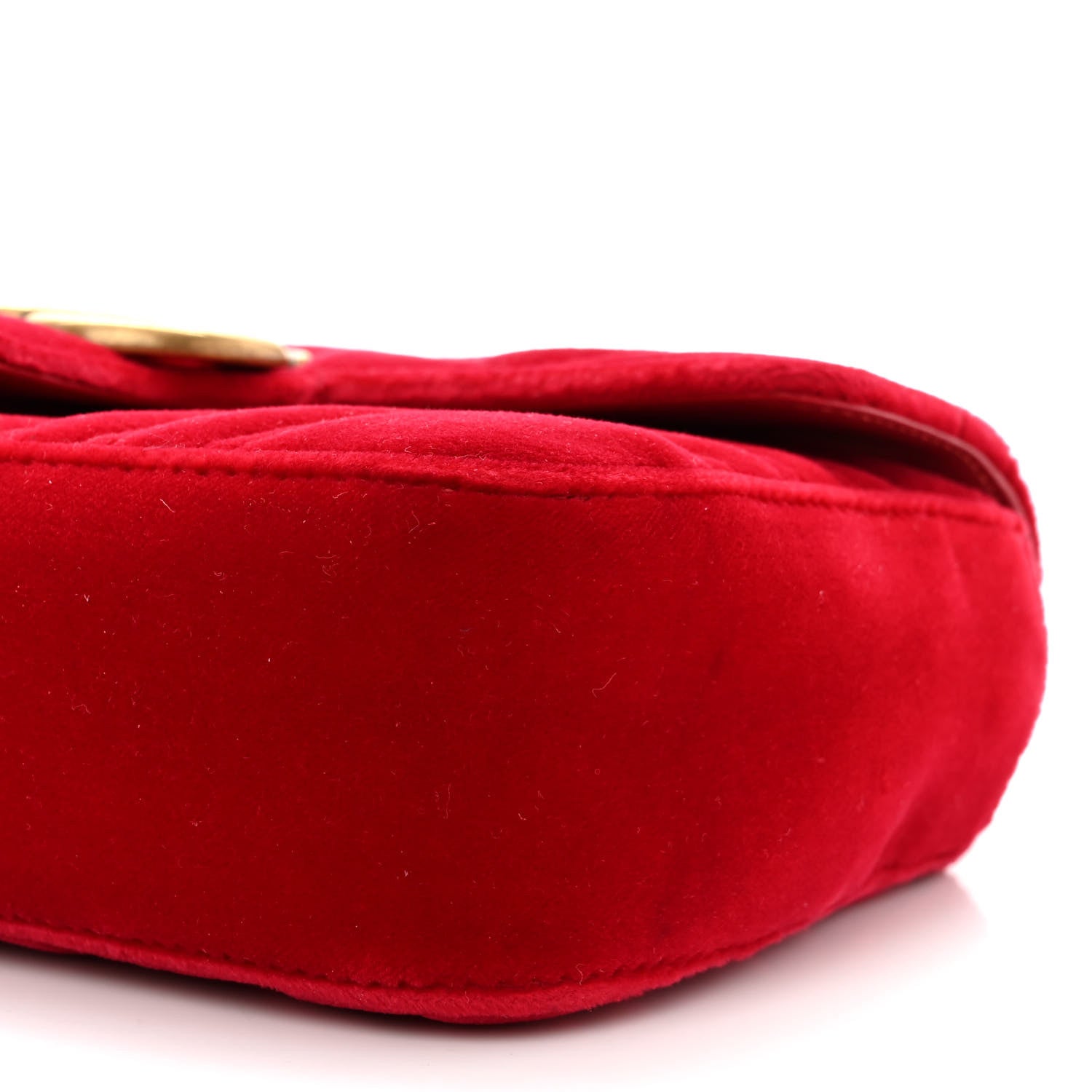 Gucci Velvet Matelasse Mini GG Marmont Shoulder Bag Hibiscus Red 10 of 11