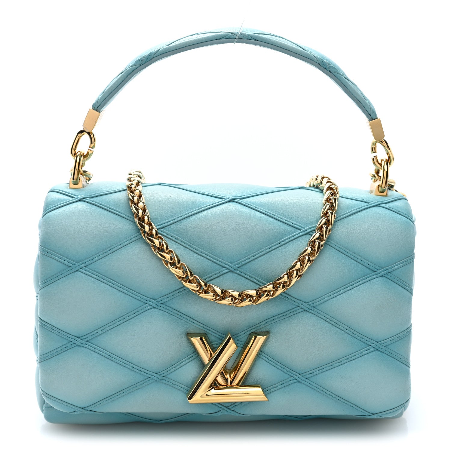 Louis Vuitton Lambskin Malletage Top Handle GO-14 MM Lagoon 1 of 10