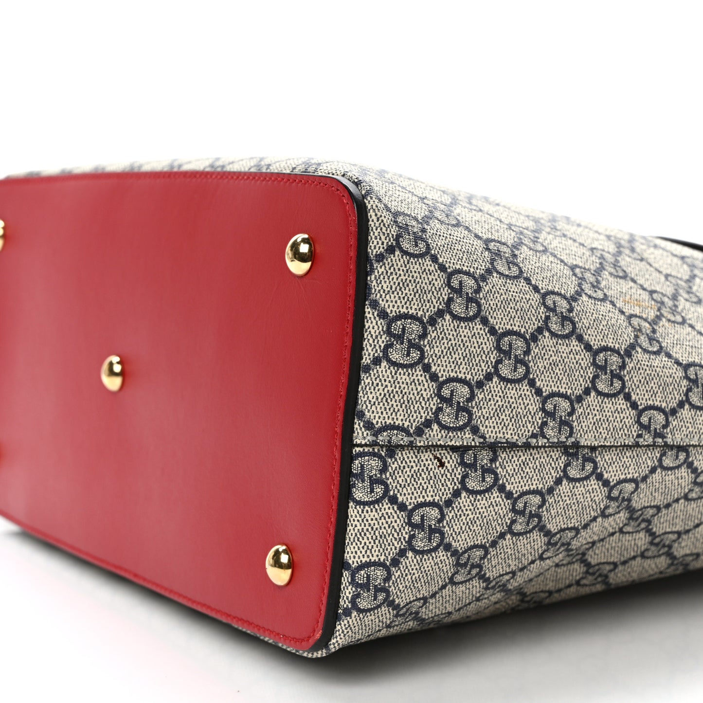 GG Supreme Monogram Linea A Foldover Tote Beige Blue Hibiscus Red