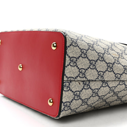 Gucci GG Supreme Monogram Linea A Foldover Tote Beige Blue Hibiscus Red 9 of 9