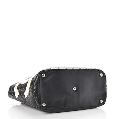 Chanel Calfskin Quilted Large Cambon Tote Black White 4 of 13