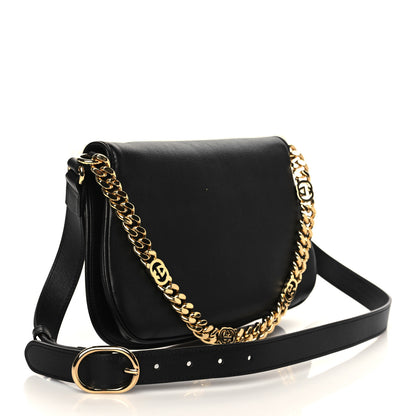 Gucci Roxy Calfskin Blondie Chain Shoulder Flap Bag Black 3 of 6