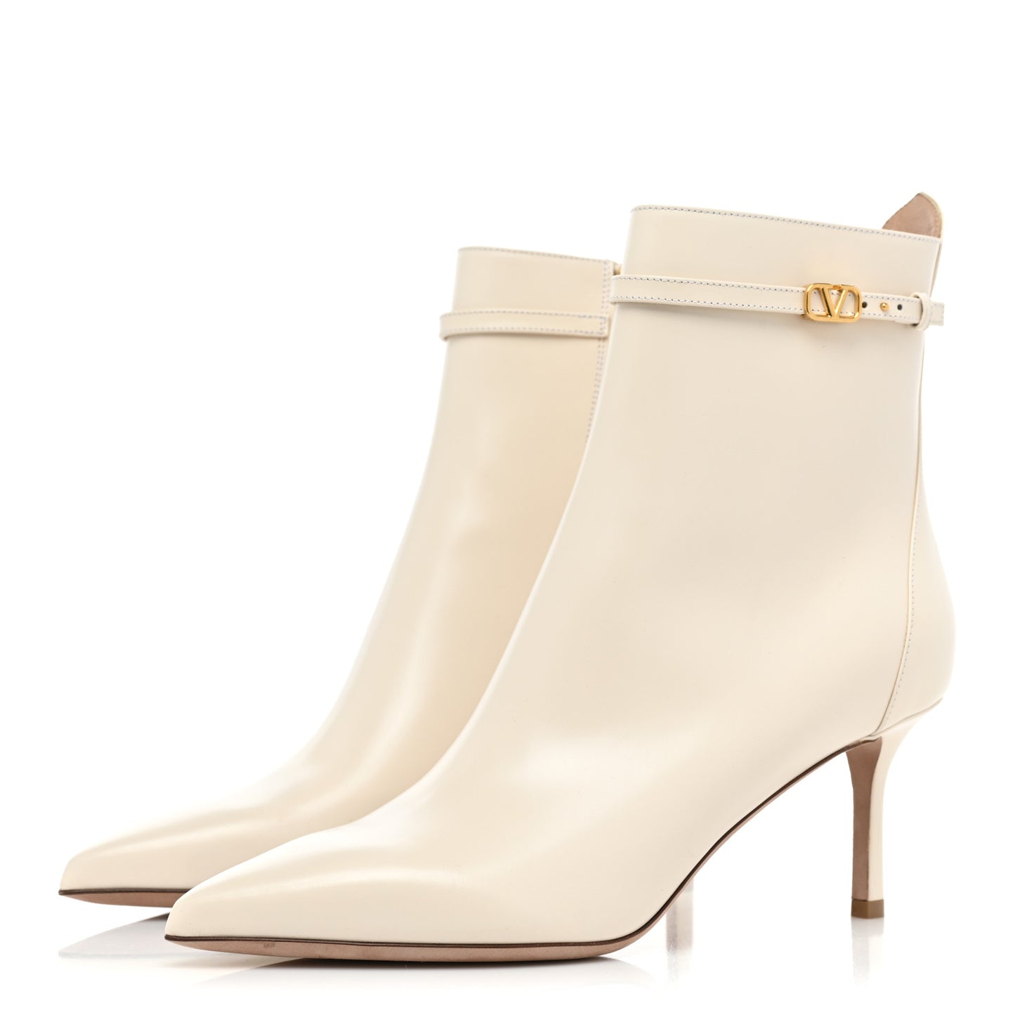 Calfskin Tan-Go 70mm Ankle Booties 41 Light Ivory
