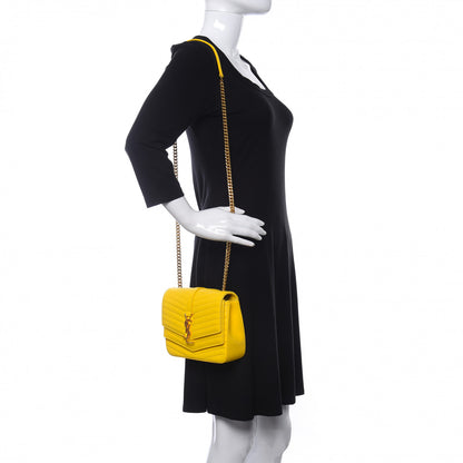 Saint Laurent Lambskin Matelasse Chevron Monogram Small Sulpice Bag Mimosa 2 of 10