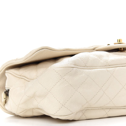 Chanel Crumpled Grained Calfskin Quilted Large Shiva Flap Dark White 8 of 9
