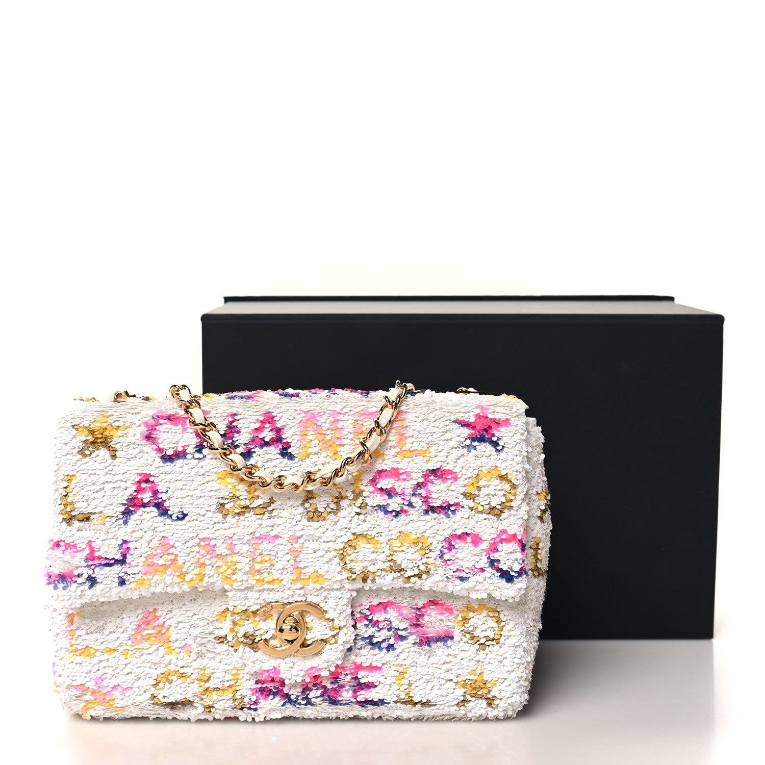 Chanel Sequin Logo CC Small Single Flap White Multicolor 11 of 11