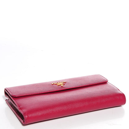 Prada Saffiano Metal Continental Wallet Ibisco 4 of 9