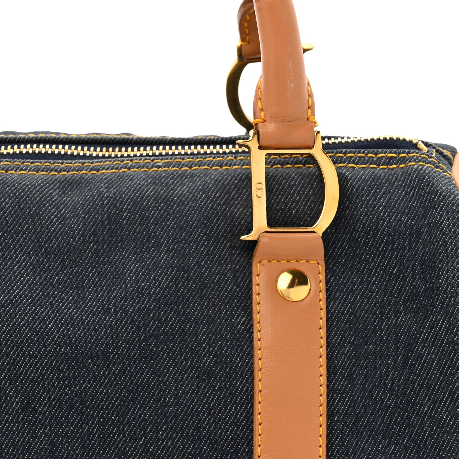 Christian Dior Denim Calfskin Boston Bag Blue 8 of 13