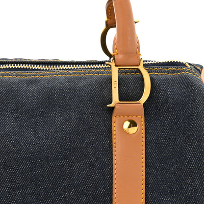Christian Dior Denim Calfskin Boston Bag Blue 8 of 13