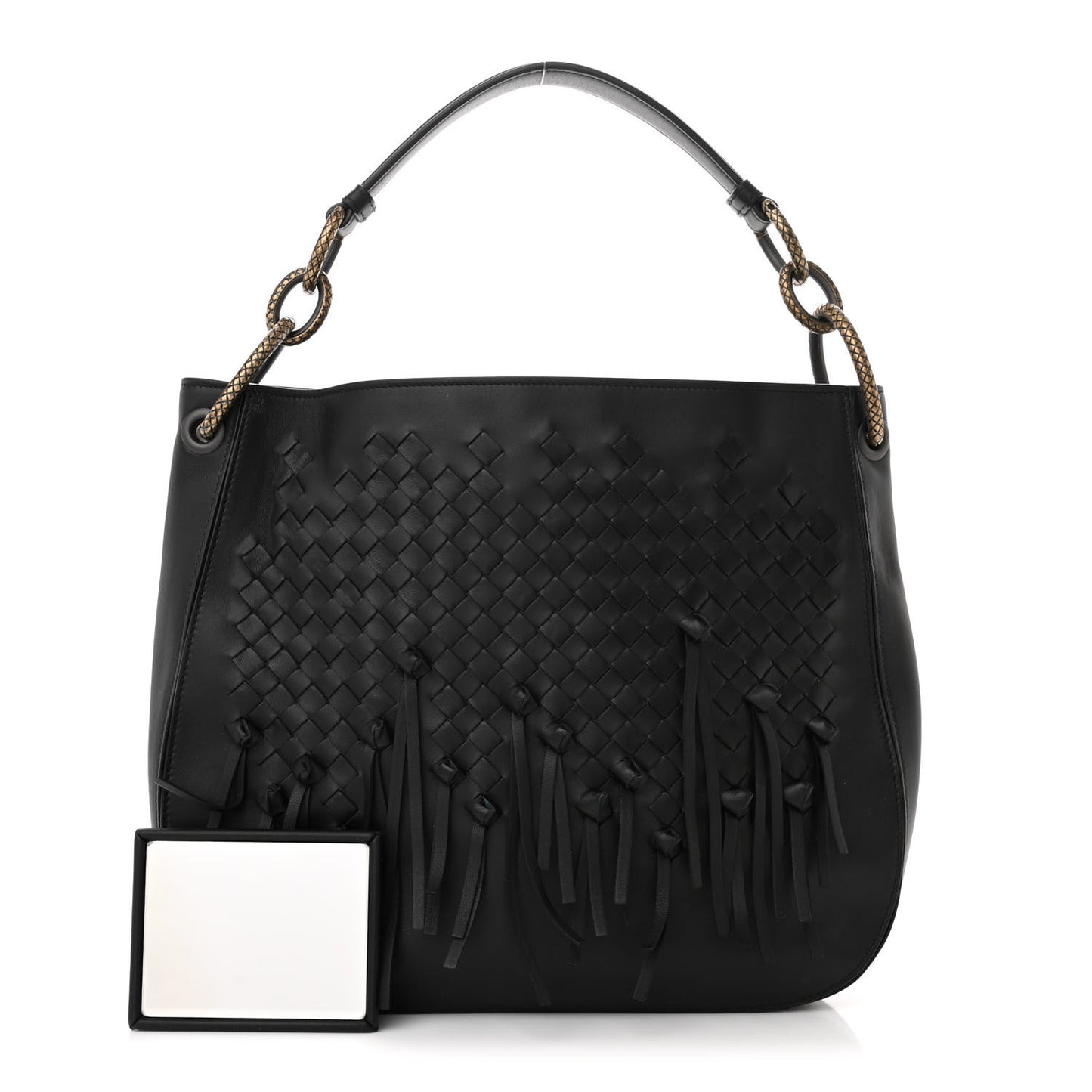 Nappa Intrecciato Fringe Brio Loop Hobo Black