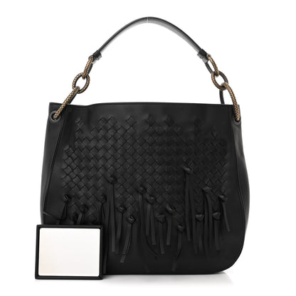Bottega Veneta Nappa Intrecciato Fringe Brio Loop Hobo Black 1 of 14