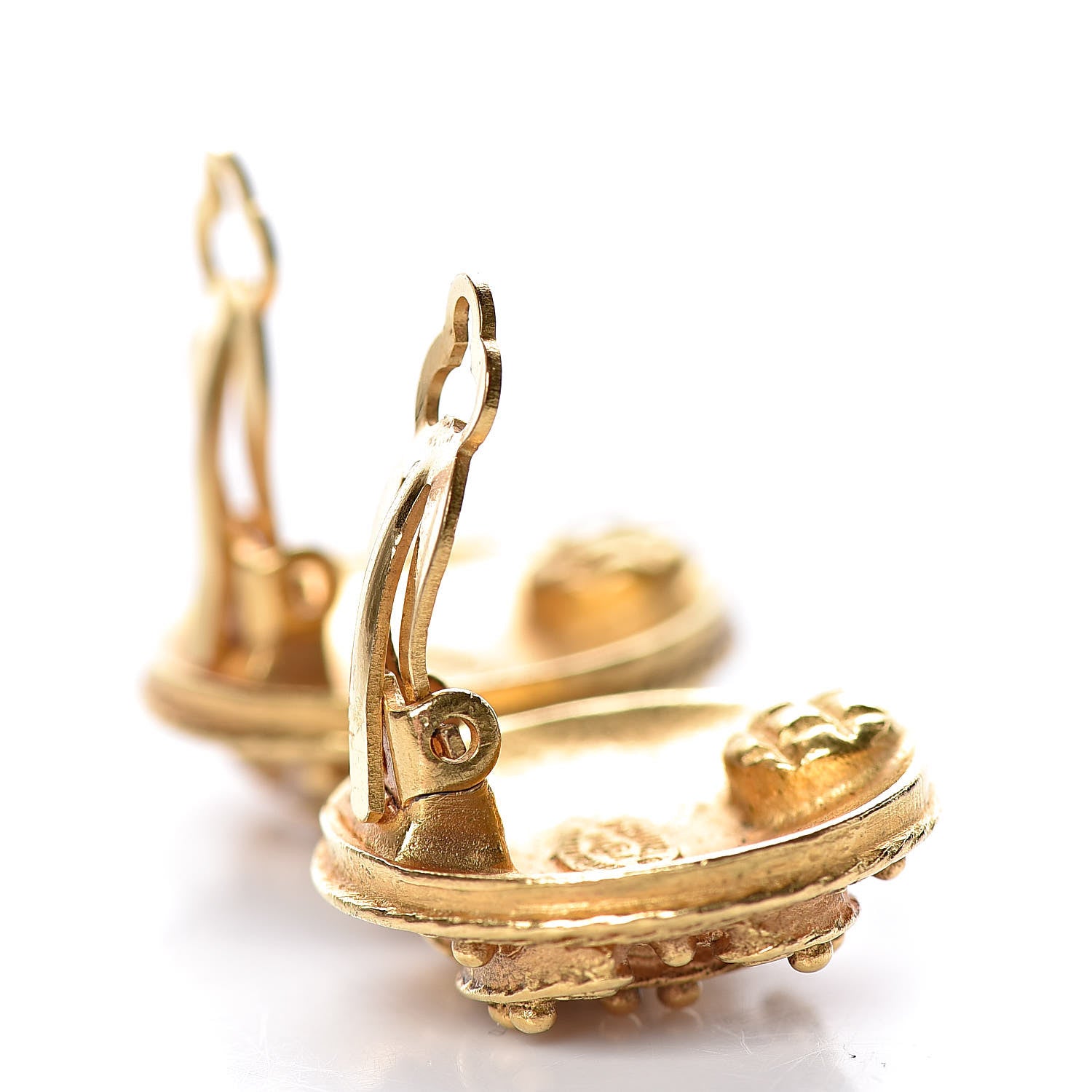 Chanel CC Button Clip On Earrings Gold 3 of 4