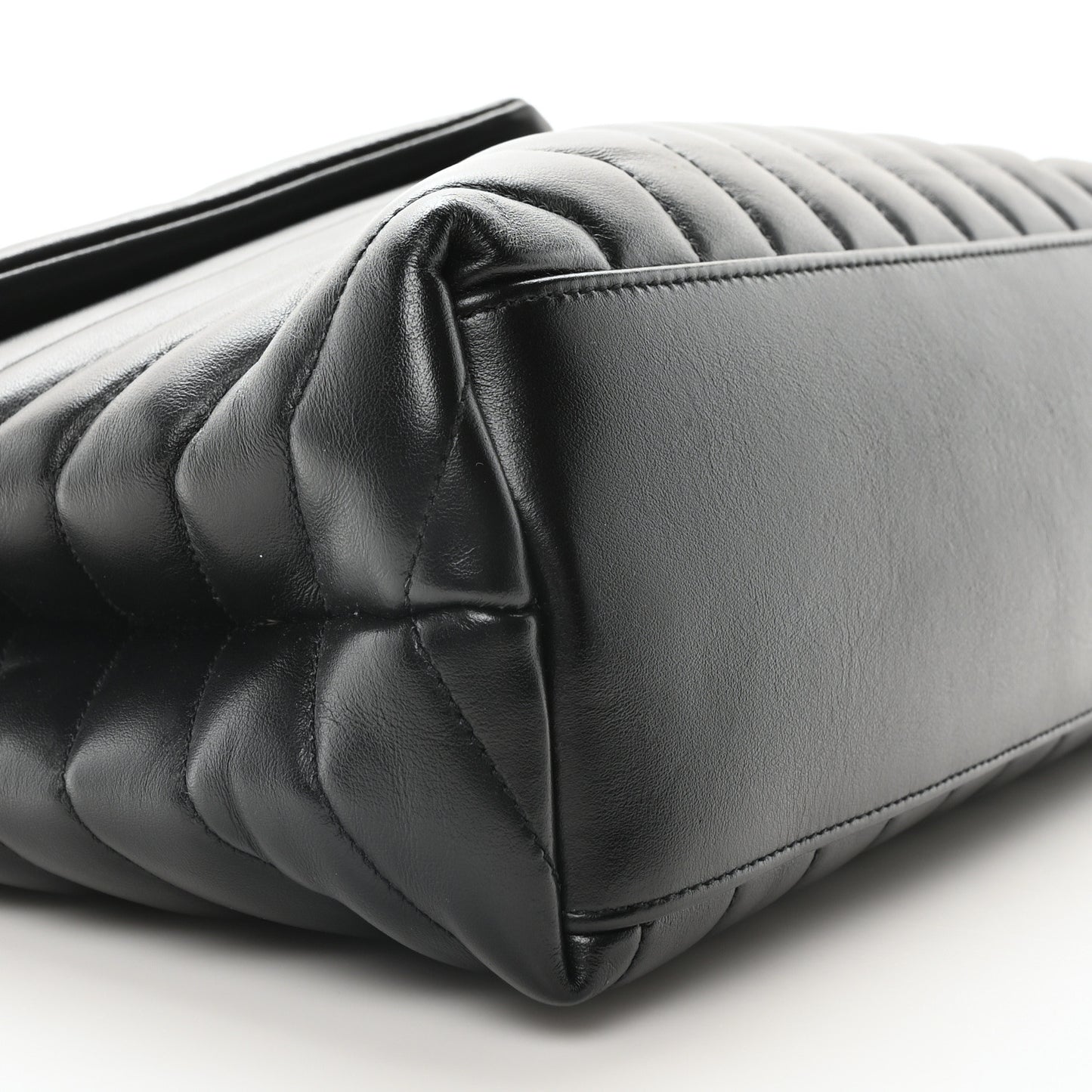 Calfskin Y Quilted Monogram Medium Loulou Chain Satchel Black