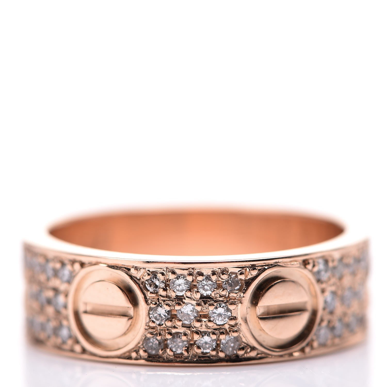Cartier 18K Pink Gold Diamond 5.5mm LOVE Wedding Paved Band Ring 47 4 5 of 10