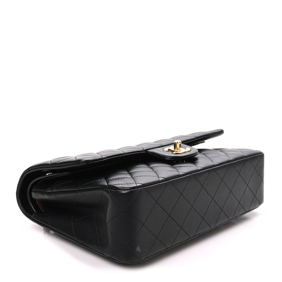 Lambskin Quilted Medium Double Flap Black
