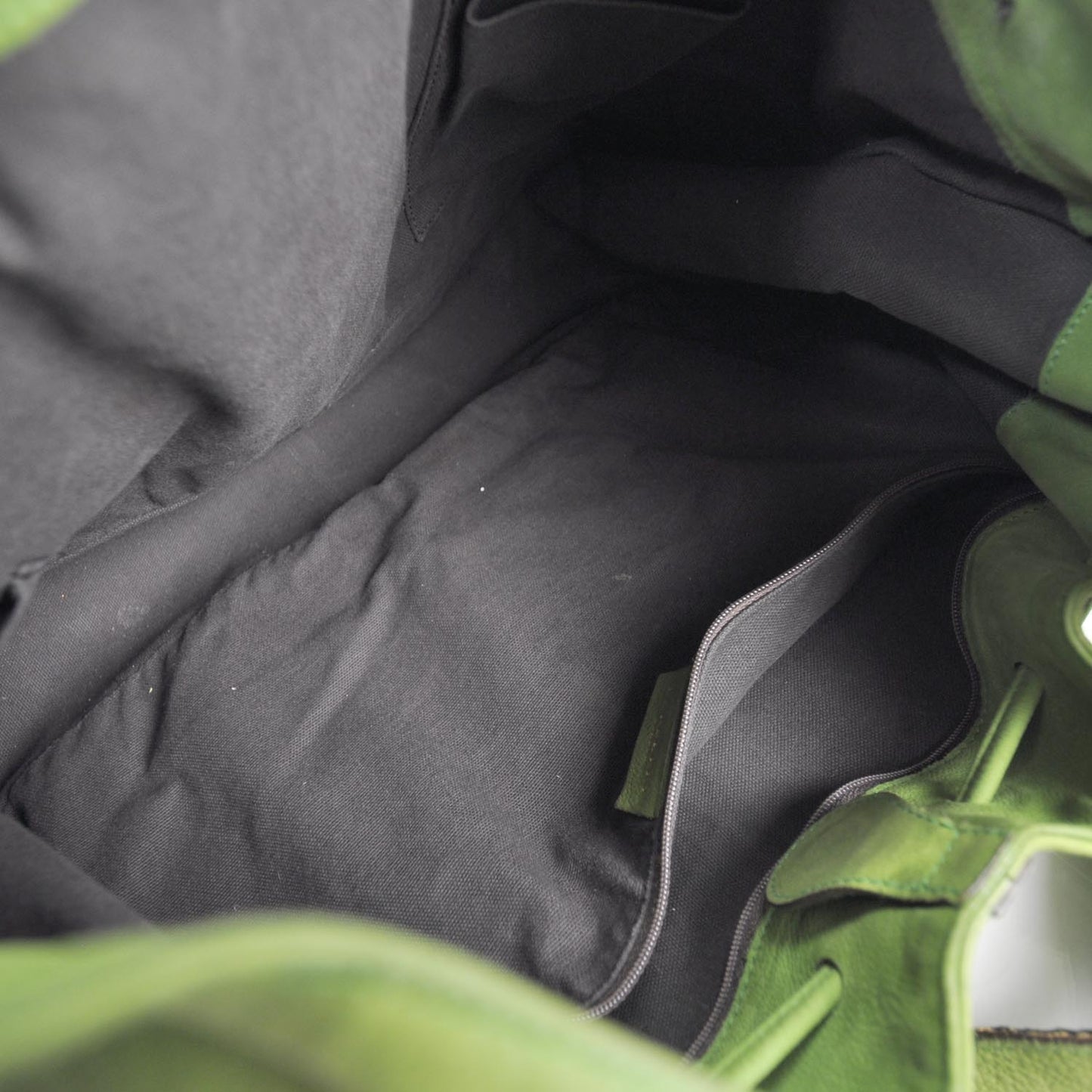 Leather Drawstring Hobo Green