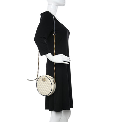 Gucci Azalea Calfskin Matelasse Diagonal Mini Torchon GG Marmont Round Shoulder Bag Mystic White Blue Agata 2 of 10