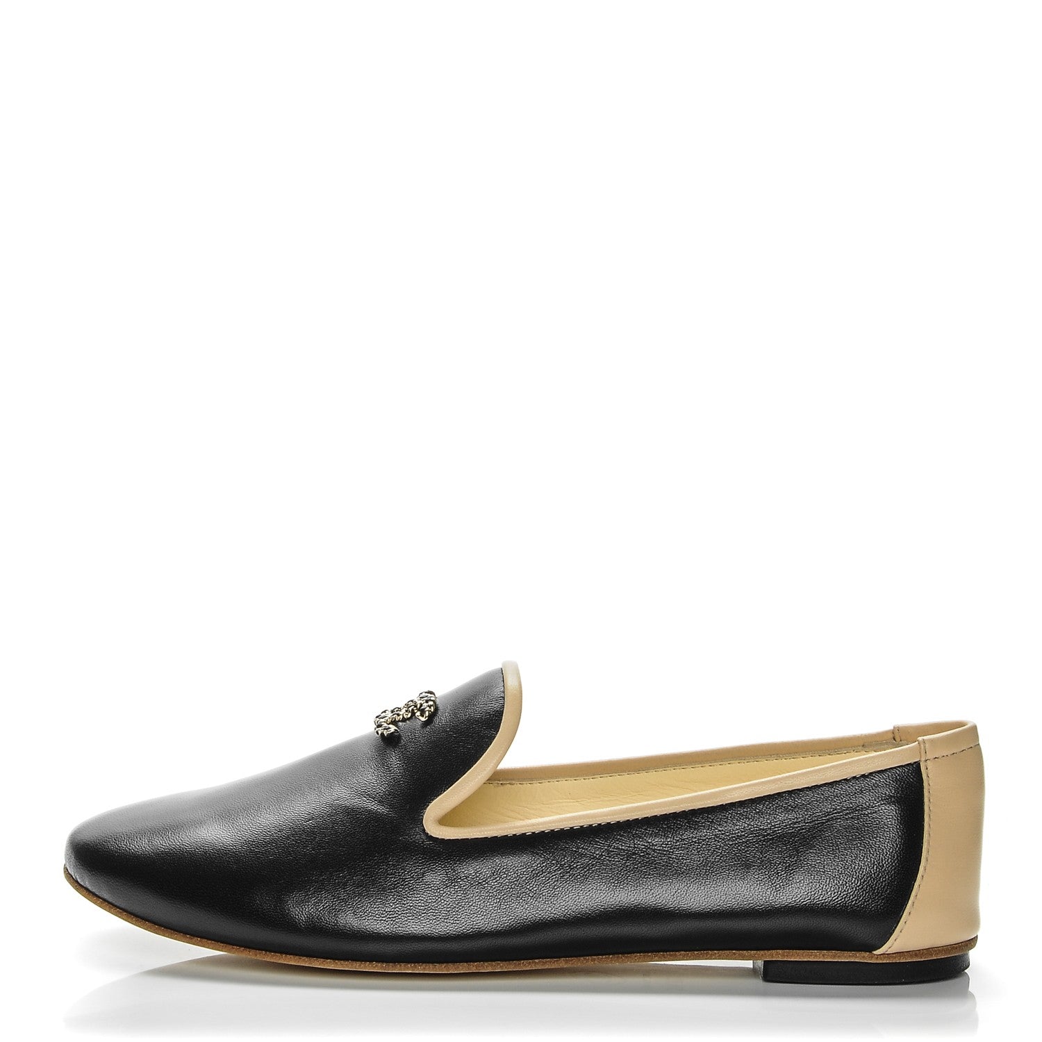 Chanel Lambskin CC Loafers 36.5 Black 1 of 7