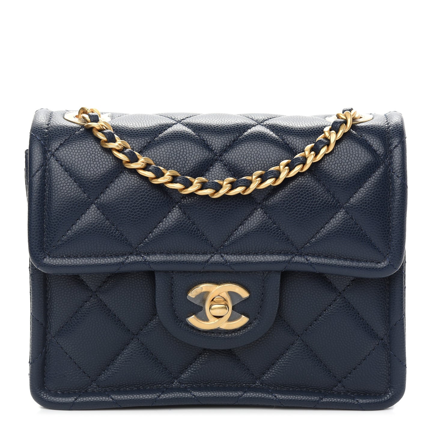Caviar Quilted Mini Sweet Classic Flap Navy Blue