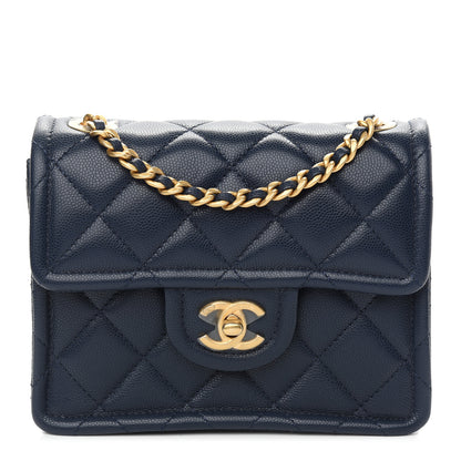 Chanel Caviar Quilted Mini Sweet Classic Flap Navy Blue 1 of 10
