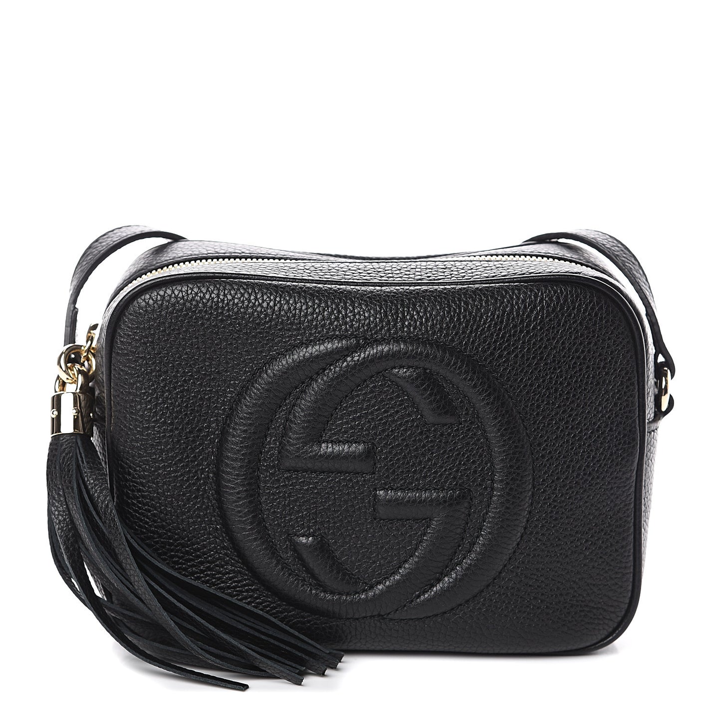 Pebbled Calfskin Small Soho Disco Bag Black