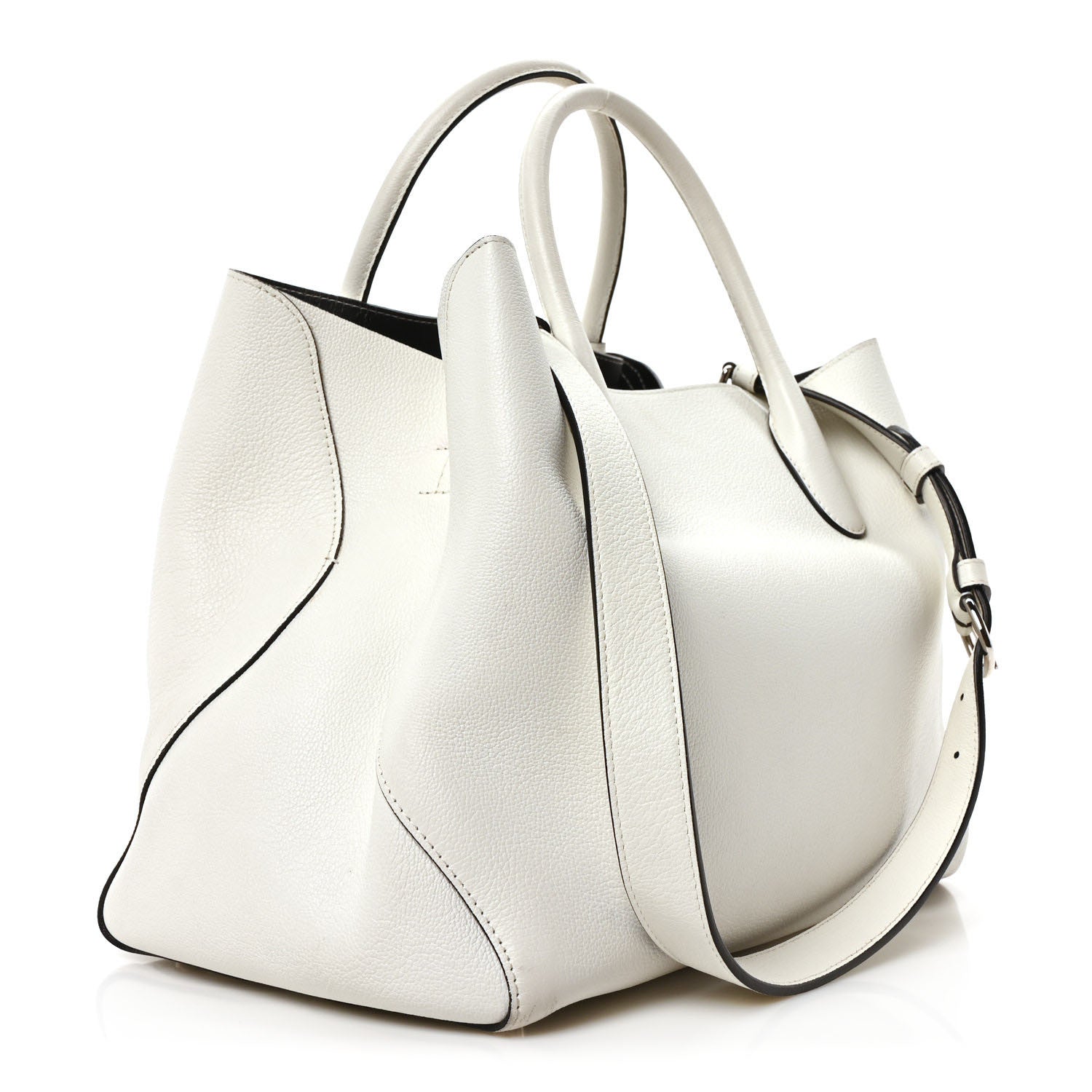 Christian Dior Supple Grained Calfskin Large Open Bar Tote White 3 of 10